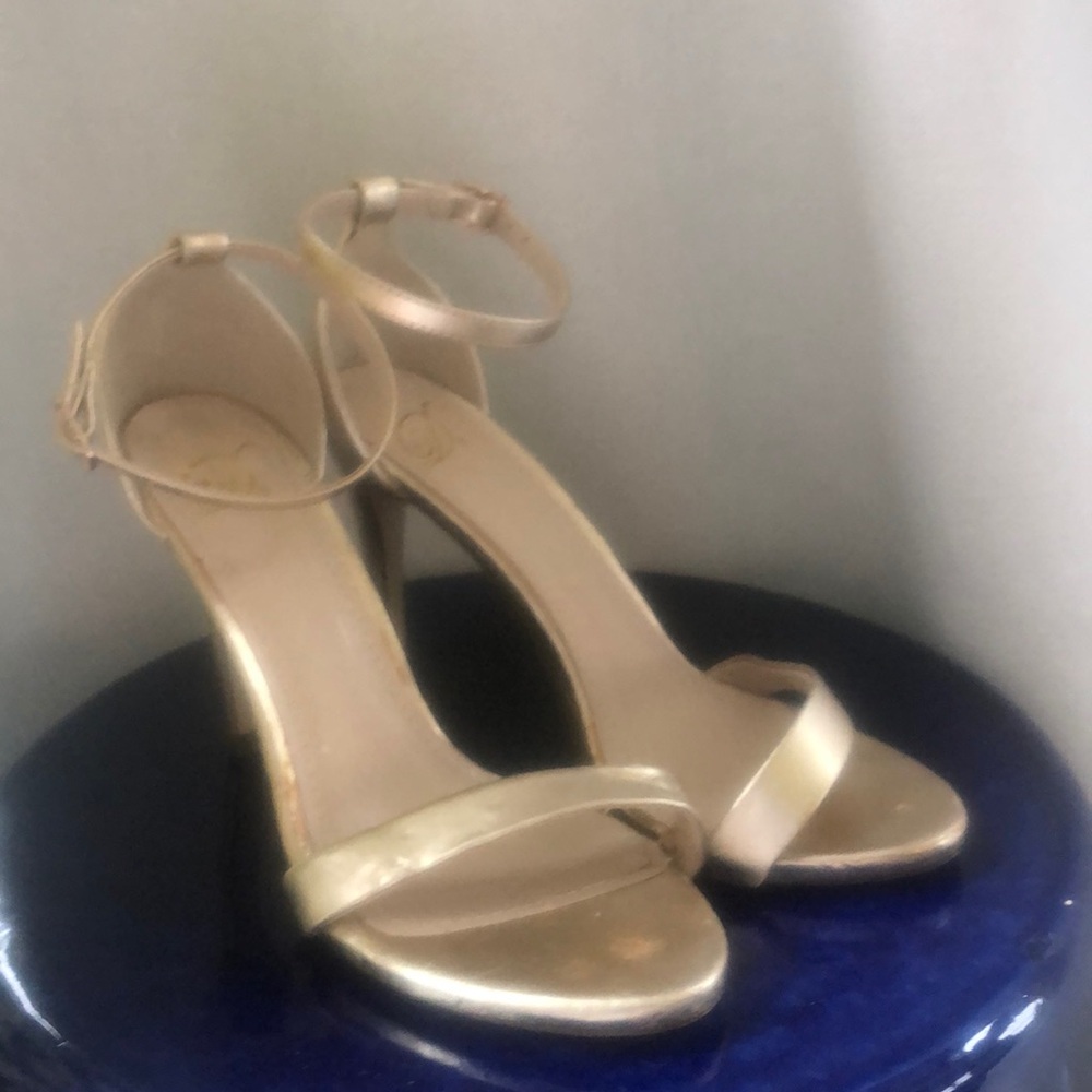 Wedding bridal bridesmaid guest prom dance gold metallic neutral sexy heels